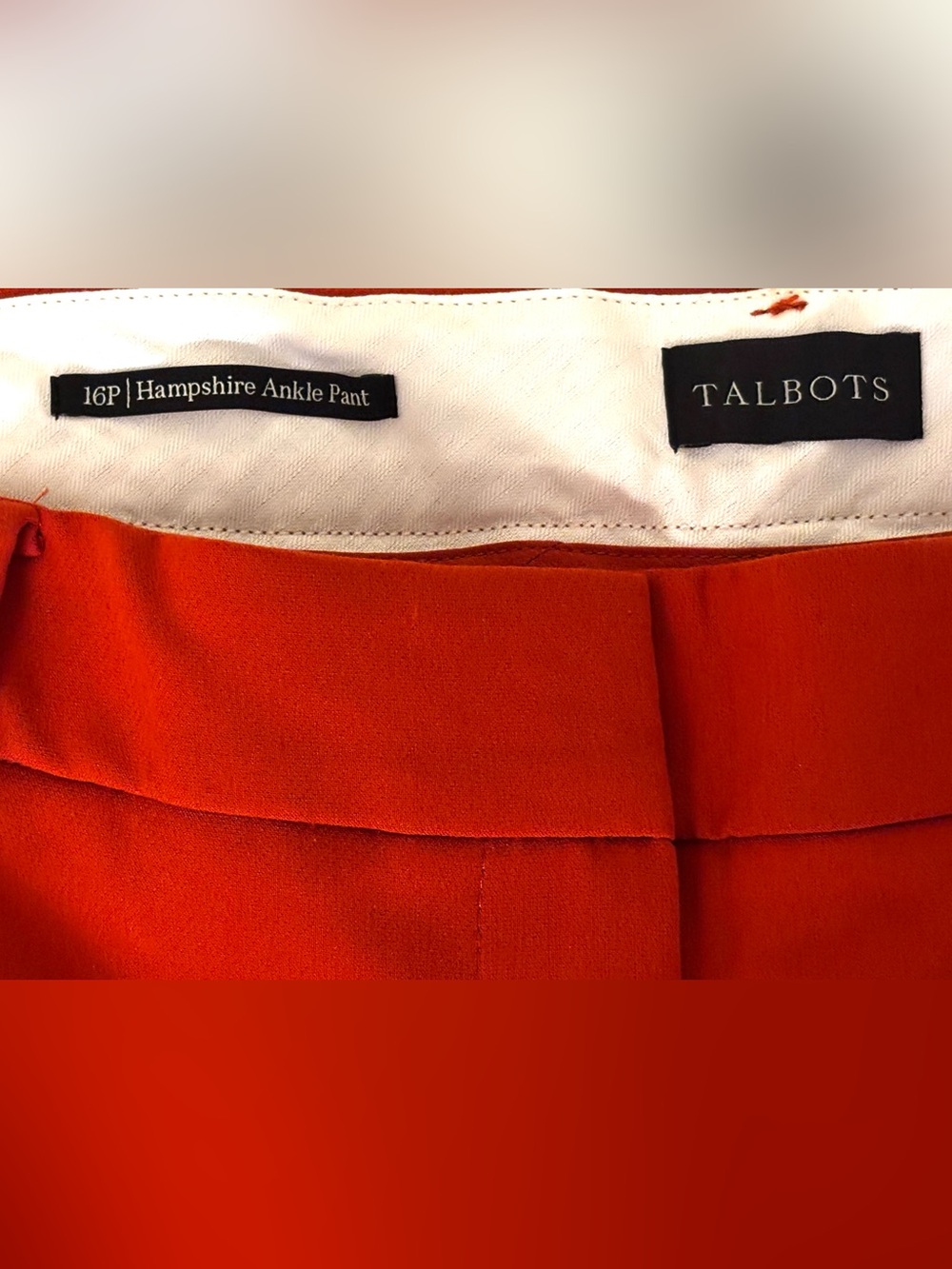 Talbots Hampshire Ankle Pants 16P Petite Orange Red Slim Straight Trousers - Picture 3 of 4
